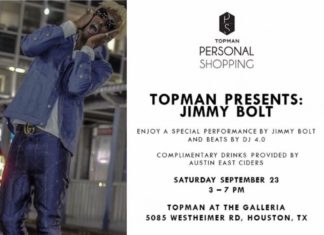 Jimmy Bolt Announces Live Appearance And Performance Event At Topman In Houston’s Galleria — Jimmy Bolt, TOPMAN