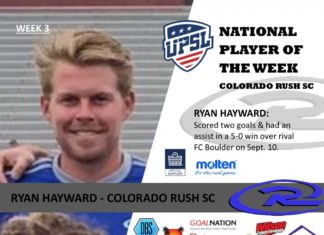 UPSL National Player Of The Week: Colorado Rush SC’s Ryan Hayward — United Premier Soccer League