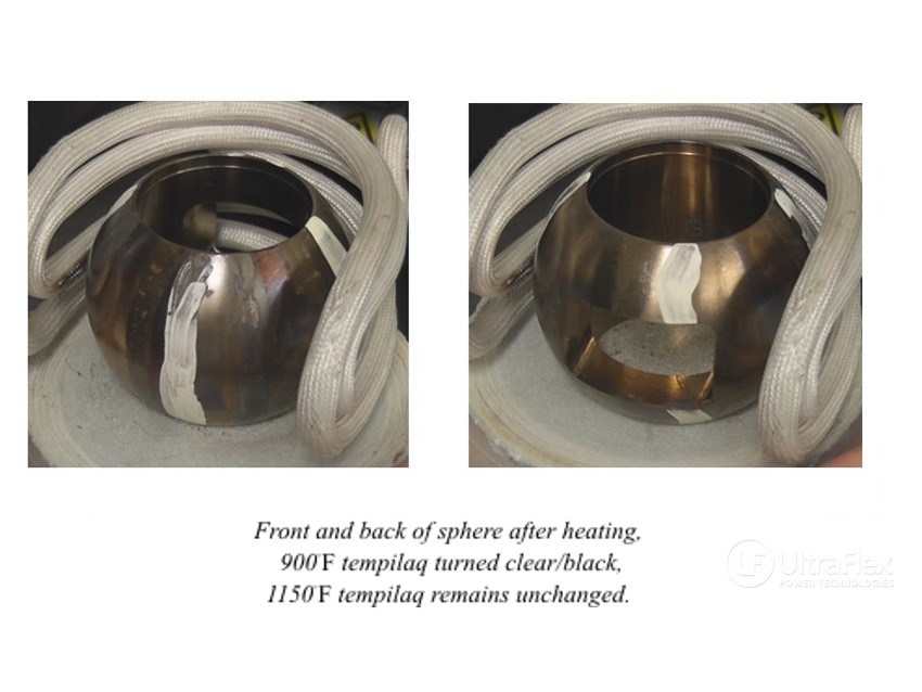 Front and back of sphere after induction heating