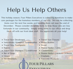 Four Pillars Executives Collecting Donations for the Homeless — Four Pillars Executives, Inc.