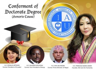 Princess Maria Amor and World Leaders Receive Honorary Doctorate Degrees from IAU in California — WE CARE FOR HUMANITY