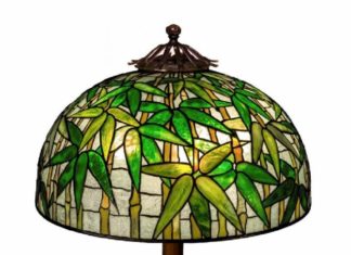 A Tiffany Bamboo floor lamp and a Tiffany 5.25-carat diamond ring combine for $424,800 at Cottone’s — Cottone Auctions
